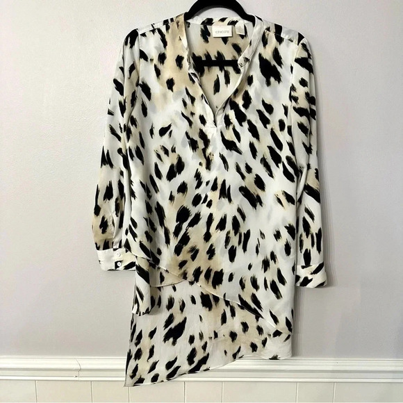 Chico’s Women’s Long Sleeve V-Neck Cheetah Print Tunic Size 0, S/4 GUC - Picture 2 of 8